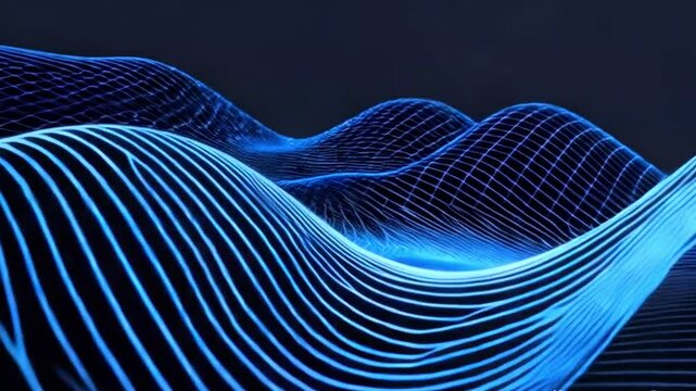 Dynamic sound wave isolated on white background. Musical particle pulsing. Blue energy flow concept. 3D rendering. abstrack background with wave style