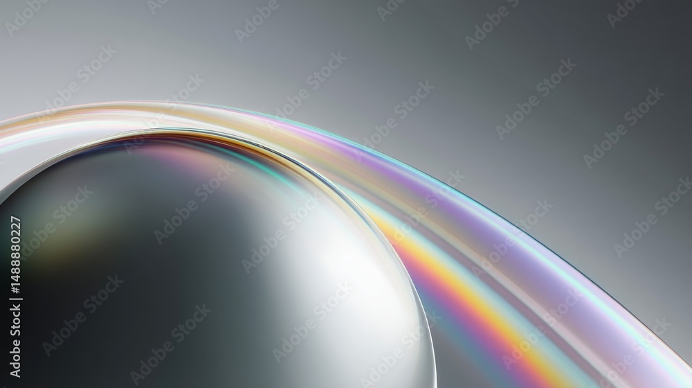 Poster abstract design featuring smooth curves and colorful light reflections.
