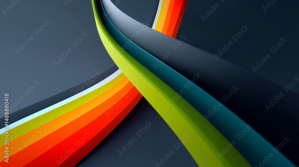Poster abstract image showcasing vibrant colors in smooth, flowing curves with a dark background.