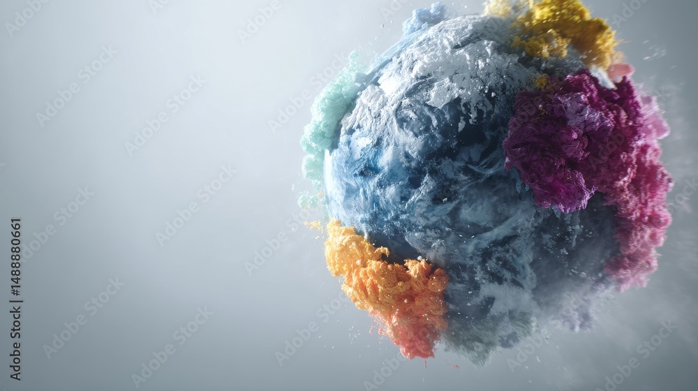 Aufkleber abstract visualization of a molecular structure with colorful smoke patterns.