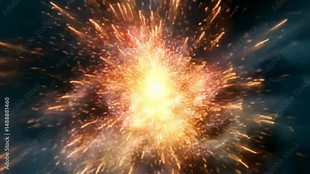 Poster abstract explosion of light and energy with dynamic motion and vibrant colors, creating a sense of p