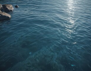 Naklejka premium Shimmering blue water, gentle ripple, peaceful scene, gentle ripple, smooth