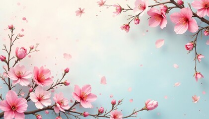 Fototapeta premium Delicate repeating blossom & vine pattern, soft pastel hues, repeating pattern, romantic, pastel