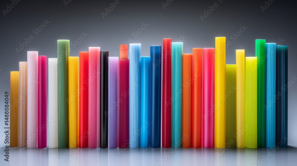 Poster colorful abstract vertical bars creating a vibrant and dynamic composition.
