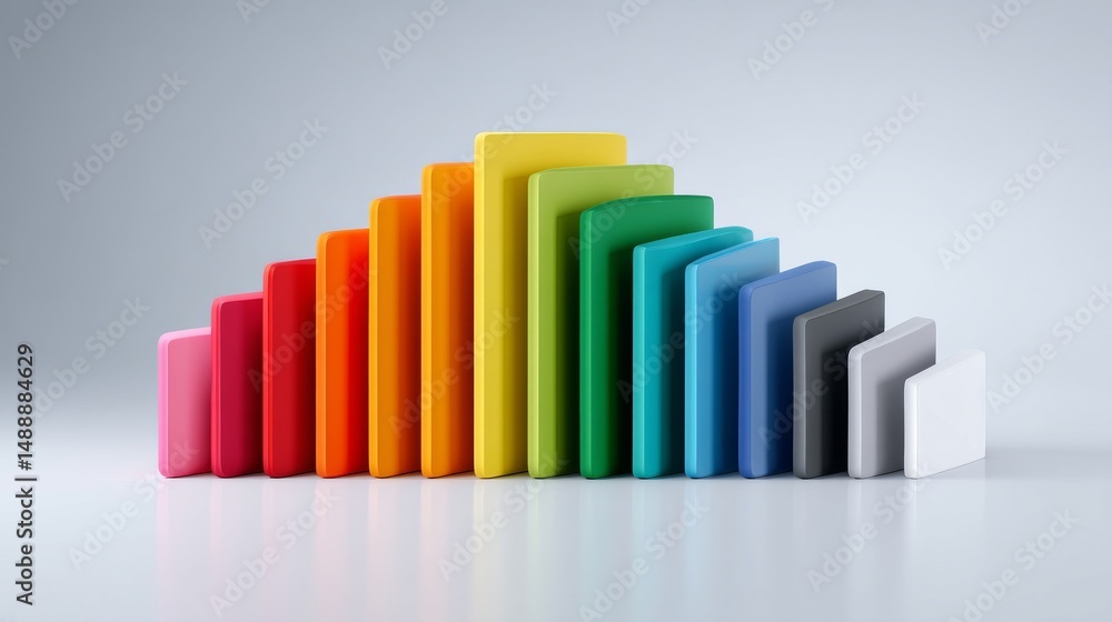 Poster colorful blocks arranged in a gradient showcasing design and creativity.