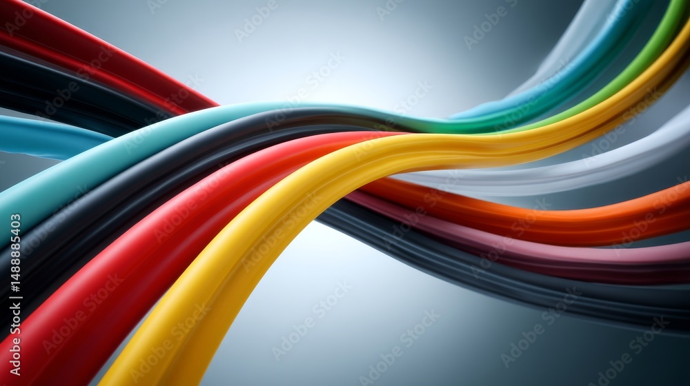 Poster colorful curved lines create a vibrant abstract design with smooth gradients.