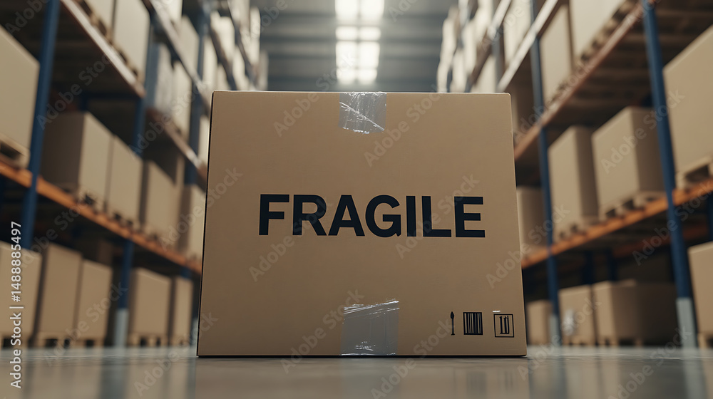Poster a sealed cardboard box with the word 