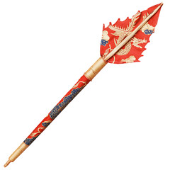A Silk Arrow with Chinese Cloud and Dragon Patterns Isolated on Transparent Background