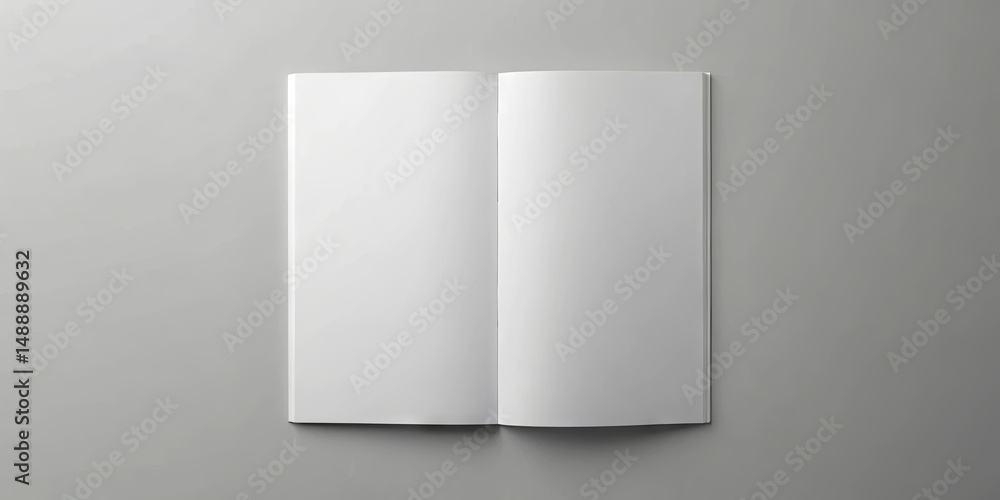 Poster a blank notebook lies open on a gray surface, encouraging creativity and free expression. its empty 