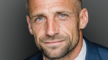 Obraz premium Close up of a confident man with blue eyes and a beard