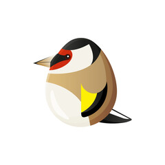 Stylized goldfinch vector illustration isolated on white background