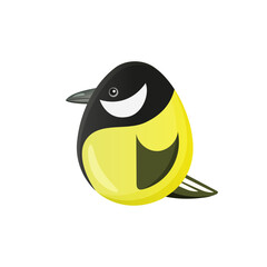 Stylized titmouse vector illustration isolated on white background