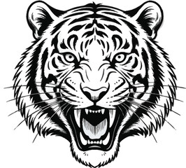 Fototapeta premium Striking Black and White Tiger Head