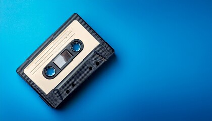 Obraz premium vintage audio cassette on blue background