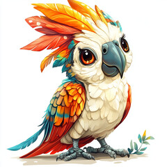 Fototapeta premium Colorful Parrot Character: A charming and vibrant avian illustration with playful design elements, ideal for children's illustrations.