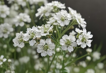 Delicate gypsophila blooms, tiny white petals, close-up view ,  blossom,  botanical,  picture
