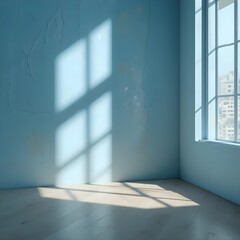 Abstract light blue background with shadow and window light