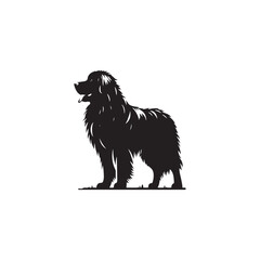 Majestic Leonberger dog silhouette vector featuring a powerful, gentle giant breed. Perfect for pet lovers, breed enthusiasts, logo designs, dog art, and graphic illustration projects.
