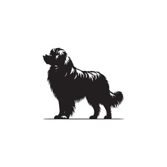 Majestic Leonberger dog silhouette vector featuring a powerful, gentle giant breed. Perfect for pet lovers, breed enthusiasts, logo designs, dog art, and graphic illustration projects.
