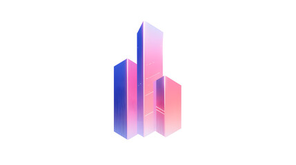 Fototapeta premium minimalist isometric vector cityscape, futuristic buildings, soft neon lighting, smooth shading, trending color palette 2025, white background