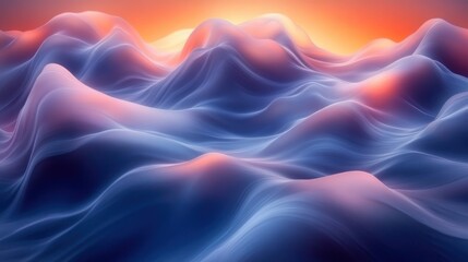 Obraz premium Abstract landscape of soft, flowing hills in vibrant sunset hues