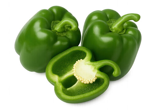 green peppers, varying in size, stacked vertically, isolated on transparent background. - Powered by Adobe