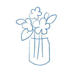 blue flower vase, vector illustration, minimal line art