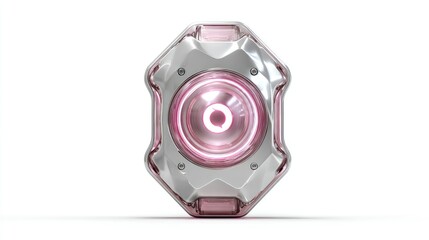 Futuristic Technology Interface Abstract Metal Gadget with Pink Light SciFi Element Design
