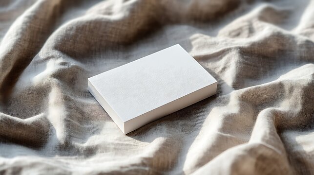 Blank white box on linen fabric