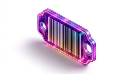 Futuristic Barcode Keychain with Neon Gradient Glow Modern Design for Technology and Innovatio