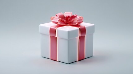 Obraz premium Elegant Gift Box with Shiny Red Ribbon and Bow Perfect for Celebrations and Special Occasions