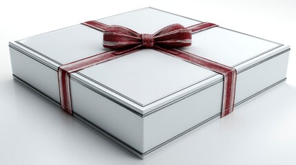 Elegant Gift Box with Red Ribbon Perfect for Celebrations and Special Occasions