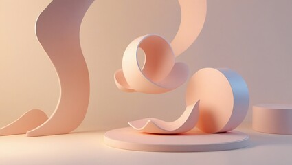 geometric shapes in pastel colors on a studio background