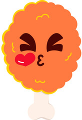 Fried Chicken Blowing Kiss Face Cartoon