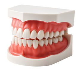 Obraz premium Highly Detailed Anatomical Model of Human Teeth and Gums for Educational and Professional Use in Dentistry, Isolated on Transparent and White Background