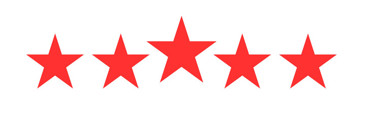 3d red star icon on transparent background 