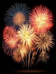Vibrant Fireworks Bursting Against a Dark Night Sky Celebrating Events