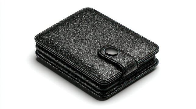 Black Leather Wallet with Snap Closure Sleek Compact Design for Everyday Use and Storage Solu