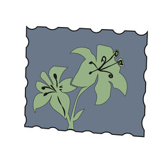 vintage postage stamp, lily flower
