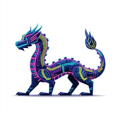Cyber Dragon with Neon Circuits