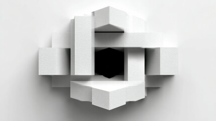 Fototapeta premium Abstract Geometric Sculpture with Textured White Blocks and Shadows