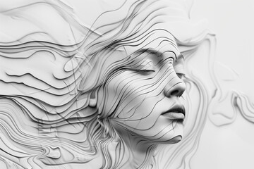 astarte.ai: Elegant Female Face Emerging from Abstract Flowing Lines