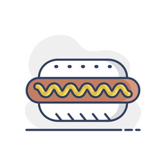 Hot dog vector icon. Fast food sign