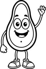 mascot avocado design waving hand vector
