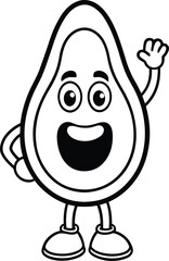 mascot avocado design waving hand vector