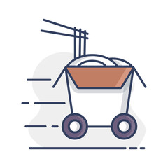Wheeled wok box vector isolated icon