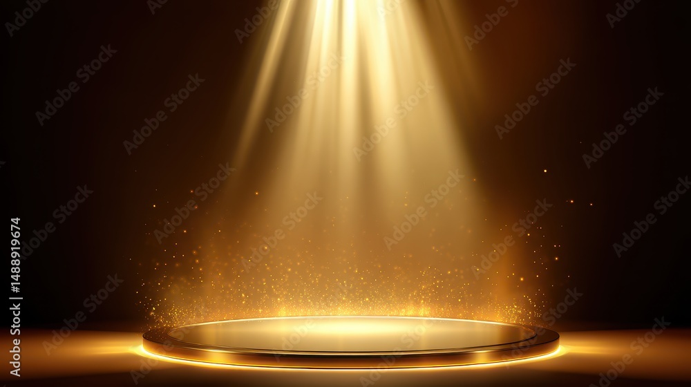 Poster glowing spotlight effect with glistening particles creating an elegant atmosphere for events or spec