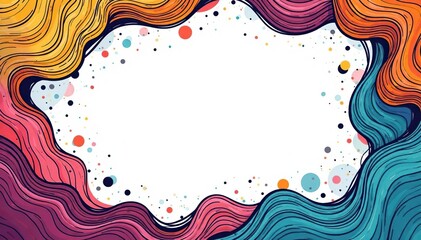 Abstract geometric doodle frame with wavy lines and shapes , background, backdrop