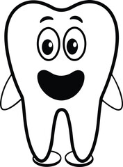 tooth cartoon character isolated silhouette