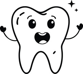 tooth cartoon character isolated silhouette
